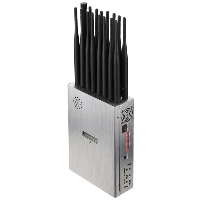 Portable 16 band 5G mobile phone WiFi GPS UHF VHF Jammer RC all-in-one signal blocker with LCD screen 5