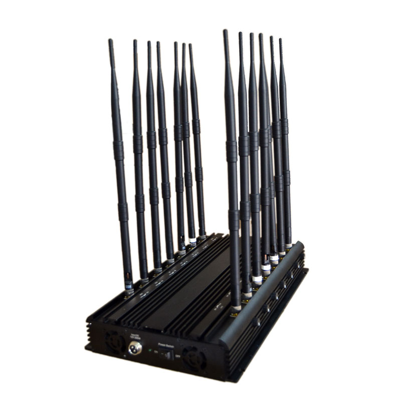 Adjustable Powerful 14 Antennas 3G 4G Phone Blocker& WiFi UHF VHF Jammer GPS Lojack Blocker 4