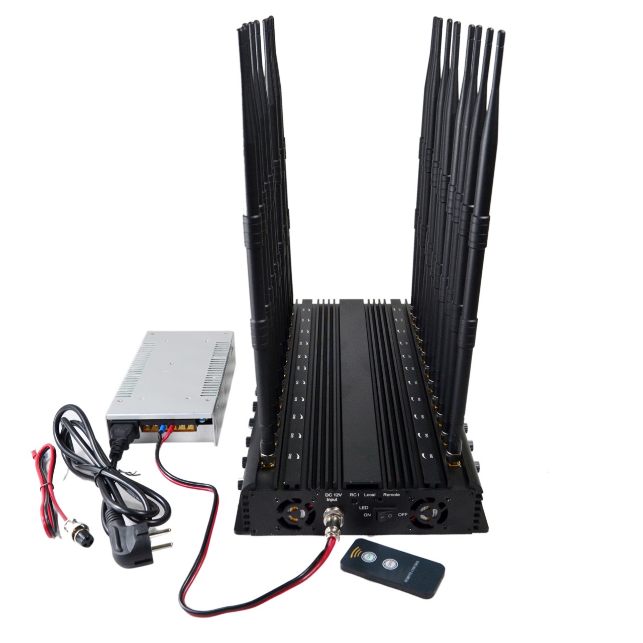 Desktop Full Bands Ajustable 22 Antennas 5G Cell Phone Jammer WiFi GPS LOJACK Walkie-Talkie Remote Control UHF VHF Blocker 4