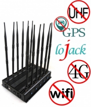 Newly 12 Antennas Cell Phone 3G 4G WiFi GPS VHF UHF Jammer LoJack All Bands Signal Blocker with Power Adjustable