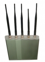 Remote Control Cell Phone jammer (3G, GSM, CDMA, DCS) with 5 Antennas